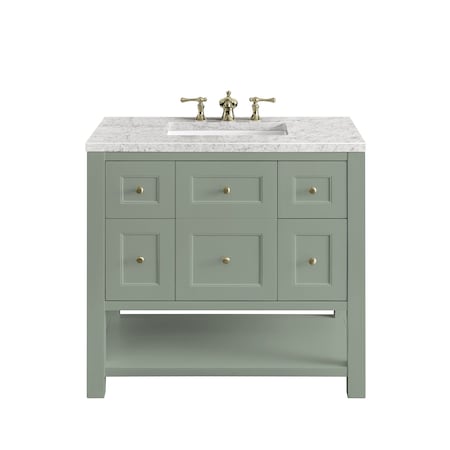 James Martin Vanities Breckenridge 36in Single Vanity, Smokey Celadon w/ 3 CM Eternal Jasmine Pearl Top 330-V36-SC-3EJP